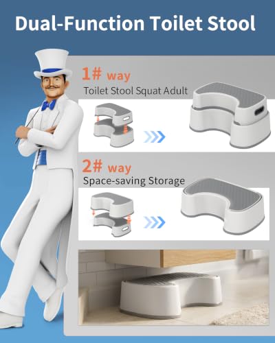 MR.SIGA Toilet Stool Squat Bathroom Foot Rest - Off-White & Dark Gray