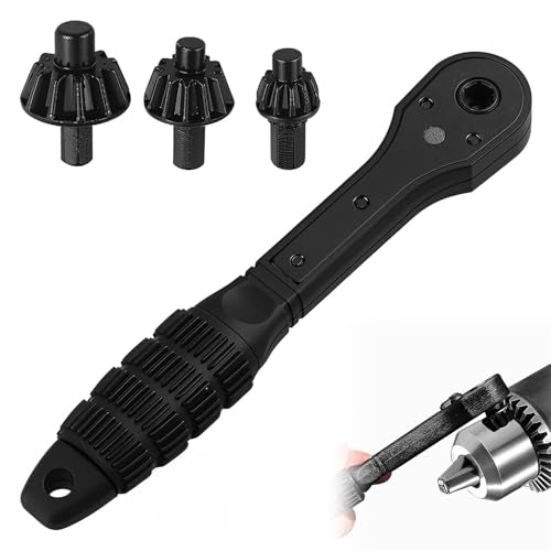 3-in-1 Ratchet Drill Chuck Key Wrench,Mini Ratchet Drills Chuck Spanner,Drill Chuck Ratchet Spanner, Universal Key Replacement Tool for Drill,Compatible with Electric and Power Tools