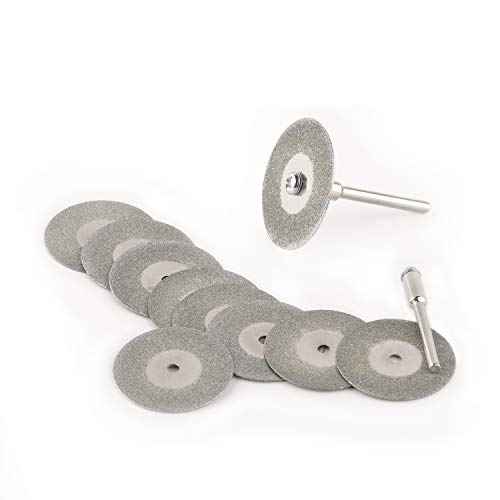 Diamond Cutting Wheel (1 3/16") 10pcs with 402 Mandrel (3mm) 2pcs and Screwdriver for Dremel Rotary Tools