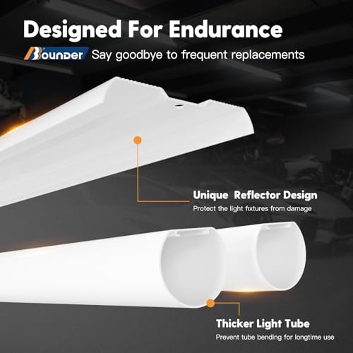BBOUNDER Black 12-Pack 4FT LED Shop Lights 6500K Linkable 40W Commercial