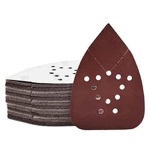 180 Grit Mouse Sander Sandpaper, 50PCS Sanding Pads for Mouse Palm Sanders, Hook and Loop Sandpaper, Triangle Sanding Pads for Black and Decker Mouse Sanders and Many Other Palm Sanders (180 Grit)