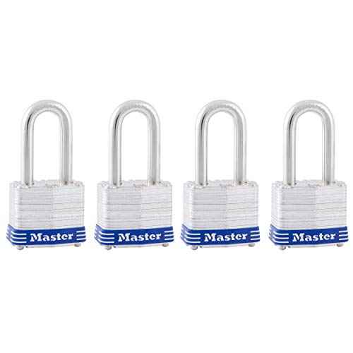 Master Lock 3QLF Outdoor Padlock with Key, 4 Pack Keyed-Alike