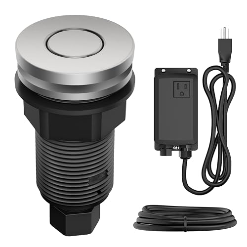 KRAUS Spot-Free Stainless Steel Air Switch Kit for Garbage Disposal with Flat Button - KWDA-200SFS