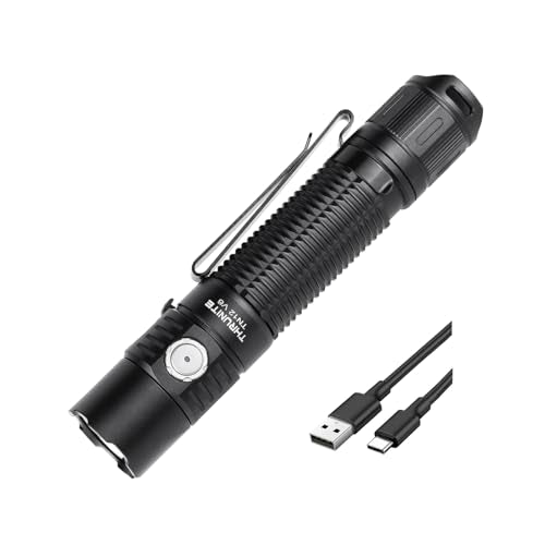 ThruNite TN12 V6 Tactical LED Flashlight, High 1950 Lumens Dual Switch, USB-C Rechargeable Flashlight Compact for EDC, Law Enforcement, and Outdoor Use (Cool White)