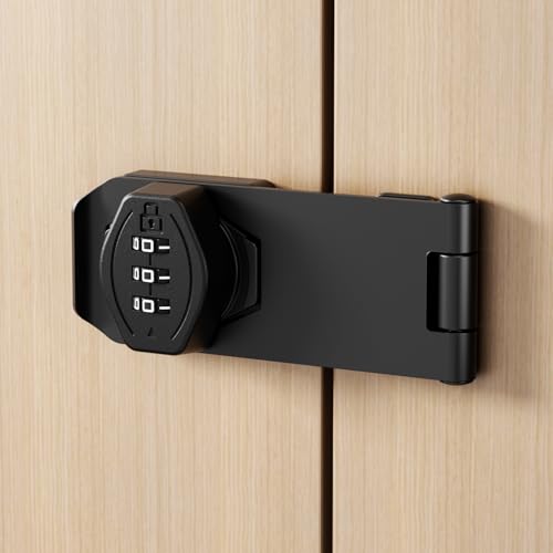 ETEKJOY 4 Inch Black Keyless Cabinet Lock with 3-Digit Combination, Secure Wooden Drawer & Cupboard Latch
