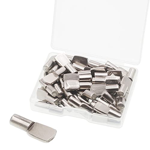 50 Pcs Shelf Pins Support Pegs for Kitchen, Bookcase, Cabinet - 5mm Nickel Plated
