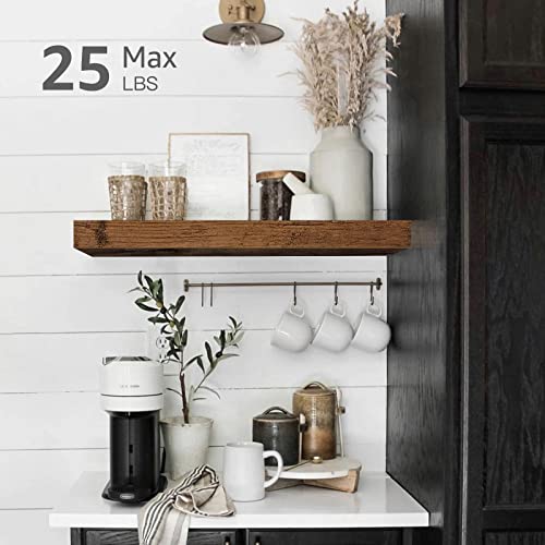 QEEIG 15.7-Inch Brown Floating Wall Shelves Set of 2 for Bathroom & Home Decor