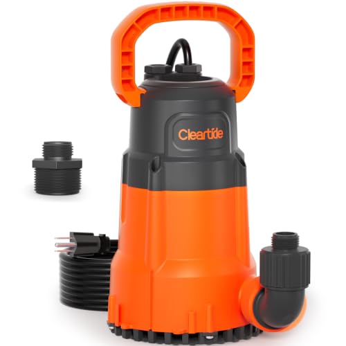 Cleartide 1/2 HP Submersible Utility Water Pump - 3060 GPH Sump & Pond Pump