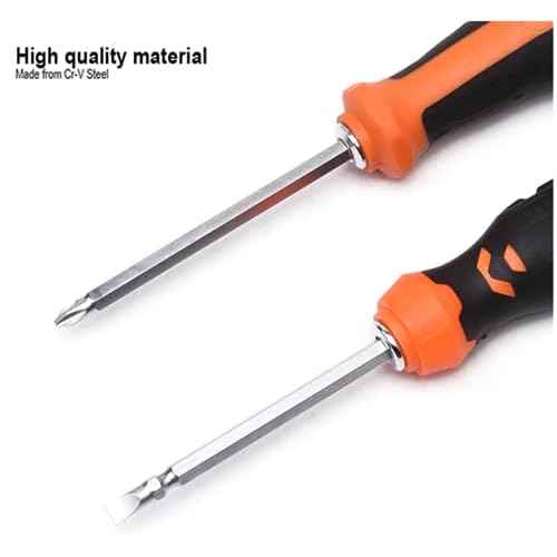Edward Tools Reversible Screwdriver 2 in 1 - Phillips and Slotted Screwdriver - Heavy Duty CrV Steel with Ergonomic Handle with Side Hole Hold Option for More Torque - Magnetic Head - PH2 / SL6