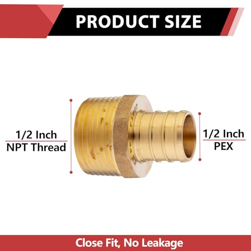 EFIELD 10-Pack 1/2" Male PEX Crimp Fittings Adapter - Lead-Free Brass, NSF Certified, Compatible with Copper & Stainless Steel Clamps, Model P10 / 1/2 x 1/2