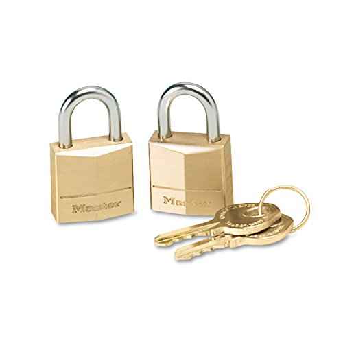 Master Lock Padlock, Solid Brass Lock, 3/4 in. Wide, 120T (Pack of 2-Keyed Alike)