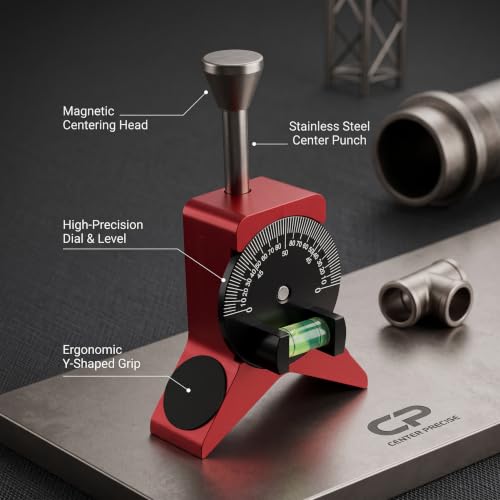 Pipefitter Tool Pipe Center Finder, Magnetic Head, Quick Adjust Dial,
