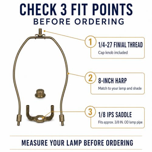 Creative Hobbies Antique Brass Lamp Harp Kit - 8 Inch with Base & Finial