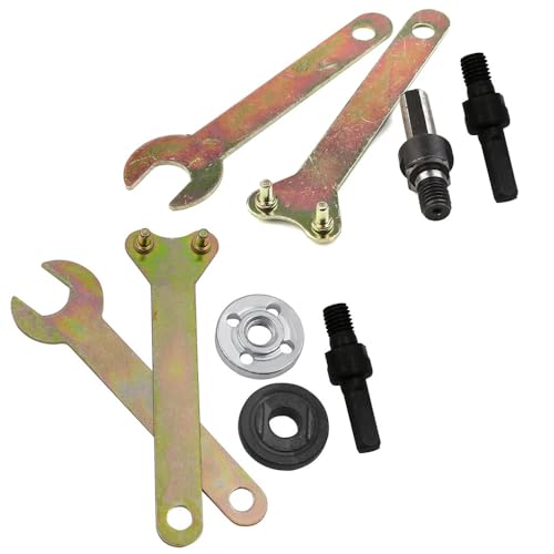 10 Pack Grinder Flange Angle Wrench Spanner with Metal Lock Nut and Connecting Rod Shank Mandrel Arbor Adapter Repair Kit Tool for Electric Hand Power Drill Grinders