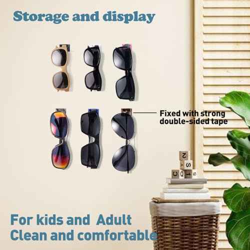 Sunglass Organizer 6 Pack, Glasses Holder & Eyeglass Holder for Eyewear, Sunglasses, Reading Glasses. Sunglass Holder for Home, Office, Car, Driver, Workshop. Glasses Accessories (Black)