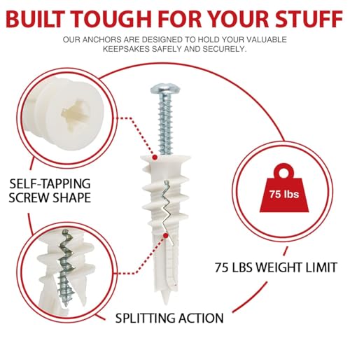 120PCS #8 Self Drilling Drywall Anchors and Screws Assortment Kit - CrimsonMark