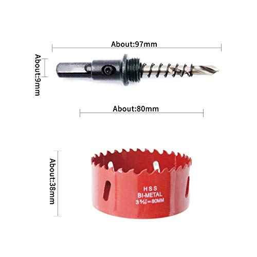 Hole Saw Drill Bit LAIWEI HSS Hole Cutter with Arbor for Wood,PVC Board and Plasterboard(3-5/32"(80mm Hole Saw))