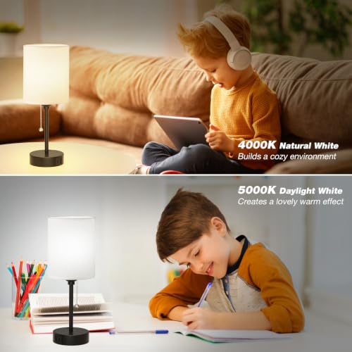 Dicoool 14.6 Inch White Bedside Table Lamp with USB-C & USB Ports, 3 Color Temperatures