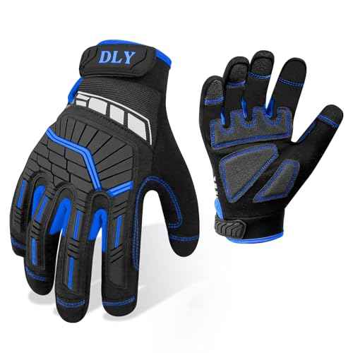 Heavy Duty Work Gloves, Impact Protection Mechanic Gloves, Synthetic Leather Work Gloves, Touchscreen Capable