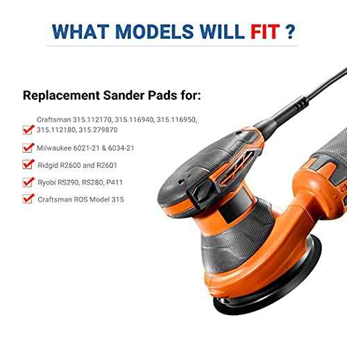 5 Inch 8 Hole Hook Replacement Pad for Ridgid OE# 300527002, Fit for Ridgid R2600 and R2601 Random Orbit Sander Backing Pad