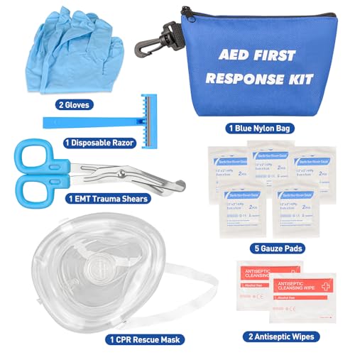 AED First Responder Kit with CPR Mask, First Aid Supplies & Training