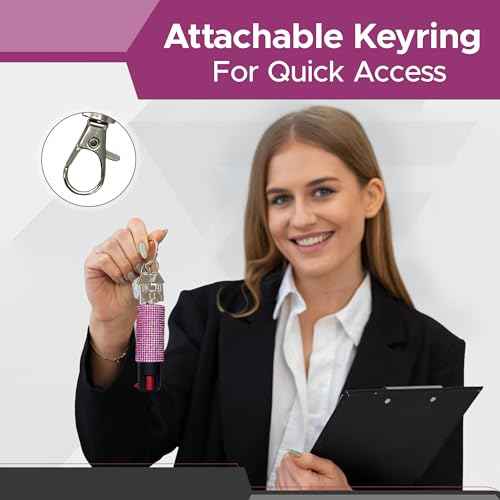 FURY Rhinestone Pepper Spray -12Ft Range, Max Strength, UV Dye Identifier, Anti-Leak & Anti-Misfire, Slidetop Trigger Key Ring, Multiple Color Options, Self-Defense Spray