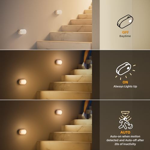 Lyridz Rechargeable Warm White LED Night Light with Motion Sensor - 2 Pack