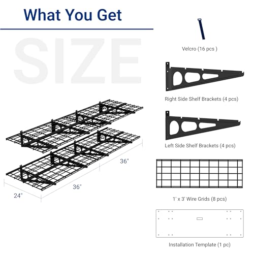 FLEXIMOUNTS 2-Pack 6ft Wall Mounted Garage Shelves Heavy Duty Storage Racks