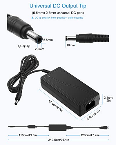 ALITOVE 5V 5A Power Supply Adapter 5.5x2.5mm Plug for LED Strip & Security