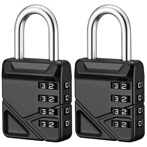 Puroma Combination Padlock, 4 Digit Waterproof Locks Outdoor Code Lock for Locker, School Gym Locker, Sports Locker, Gate, Case, Hasp Storage (2 Pack, Black)