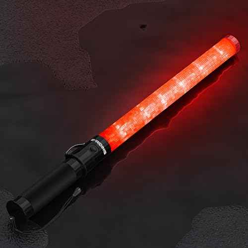 21 inch Traffic Wand Safety Light Wands | High Visibility, Durable, Portable | Traffic Control Wand with 3 Flashing Modes for Parking, Aircraft, Night Traffic Directing