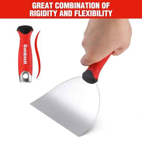Goldblatt 6" Putty Knife, Stainless Steel Scraping Paint, Putty Knife Scraper with Hammer End, Soft Grip, Perfect for Drywall Repairing and Finishing