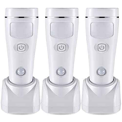 Enhon 4 in 1 LED Emergency Lights for Home Power Failure, 3 Pack Rechargeable Plug in Flashlight Motion Sensor Night Light, Automatic Turn On Power Outage Light for Home Hurricane Supplies(White)