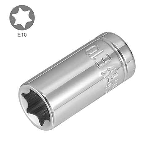 uxcell 2Pcs 1/4-inch Drive E10 External Torx Shallow Socket, Cr-V Steel