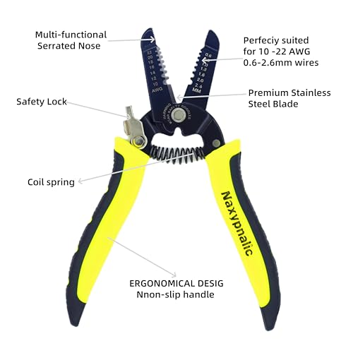 Wire Stripper Tool 10-22 AWG, Micro Wire Strippers, Insulated Wire Pliers, Multifunctional Wire Stripping Tool, Wire Stripers