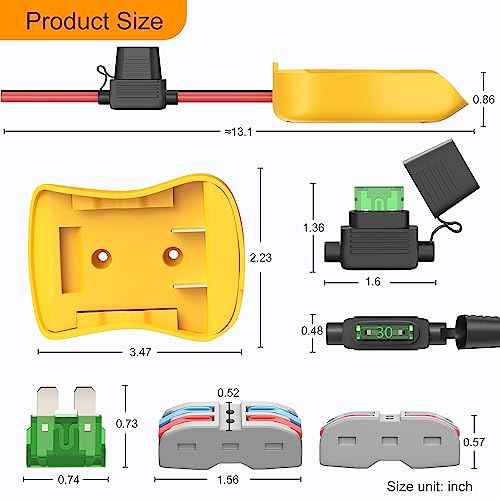 Battery Adapter Compatible with Dewalt 20V Power Wheel Battery Adapter 12 AWG Wire Battery Converters with Fuses and Connectors