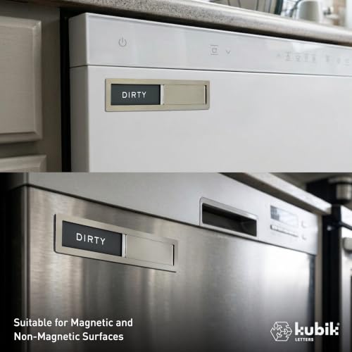 Kubik Letters Clean Dirty Dishwasher Magnet - Stainless Steel Sign (DIRTY/CLEAN)