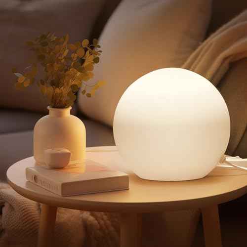 7.8 Inch Ball Table Lamp with Glass Shade Stylish Ball Light Lamp for Bedroom Living Room and Bookshelf Modern Design Perfect for Home Decor, Without Bulb