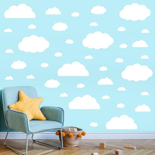 AOWDIAO Cloud Wall Decals - 40 Peel & Stick Clouds for Nursery & Bedroom - Cloud Variation