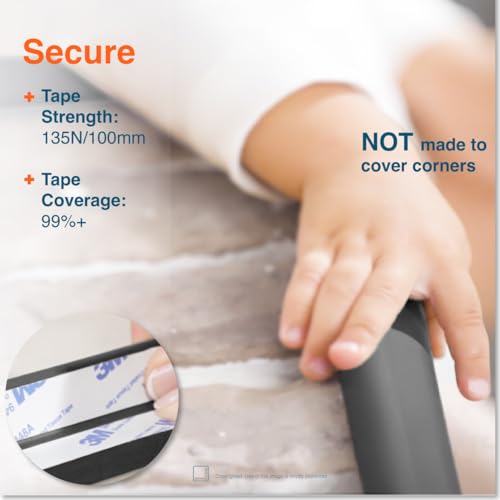 Roving Cove Onyx Black 6ft Heavy-Duty Rubber Edge Protector for Furniture & Fireplace