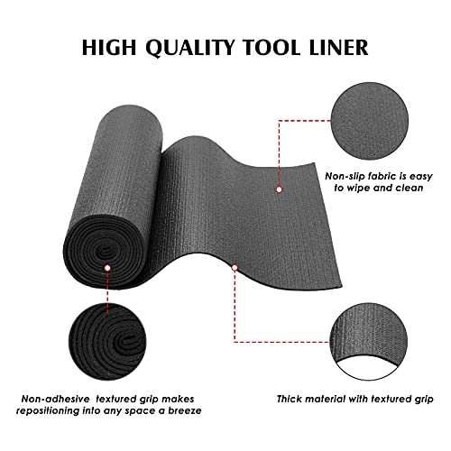 MIXPOWER 16W x 72L Black Non-Slip Foam Toolbox Drawer Liner - Easy Cut 3mm