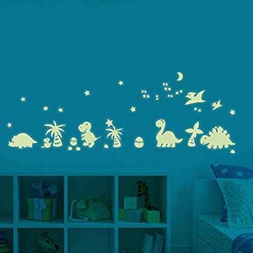 Wall Decals Glow in Dark, BENBO Dinosaurs Decorations Peel DIY Luminous Vinyl Wall Stickers for Kids Girls Bedroom Home Nursery