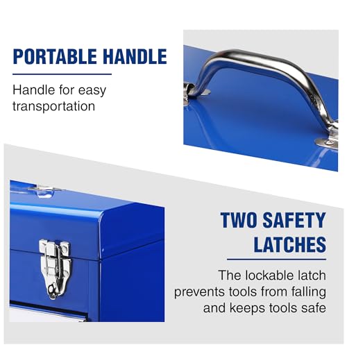 WORKPRO 18-Inch Tool Box with 2 Drawers & Top Storage - Blue