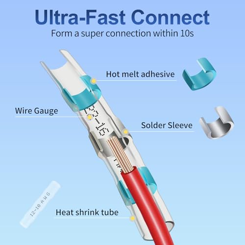 180Pcs Waterproof Heat Shrink Solder Seal Wire Connectors Kit - Marine & Automotive Electrical Terminals