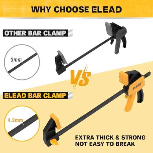 6" Mini Bar Clamps for Woodworking, 2-Piece One-Handed F Clamp/Spreader, 75LBS Load Limit Wood Clamp, Quick Release Grip Clamps for Table Wood Working, Light-duty Tools