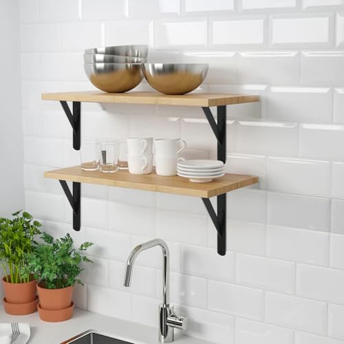 MHMYDZ 12 Pack Heavy Duty Black Shelf Brackets 12 x 8 Inches with Screws