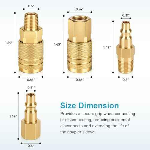14 Pcs Air Hose Fittings 1/4 Inch NPT, Air Tool Fittings Air Compressor Fittings Quick Connect, Premium Brass Air Coupler And Plug Kit RNSXYAT