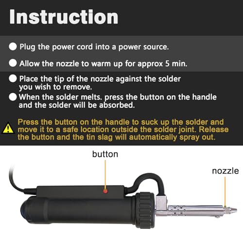 Electric Solder Sucker Vacuum,Automatic Desoldering Pump,Black Desoldering Tool For One-Handed Use And Reliable Suction,Designed for extended use Tin Removal Work Ac110v 30w Desoldering Gun