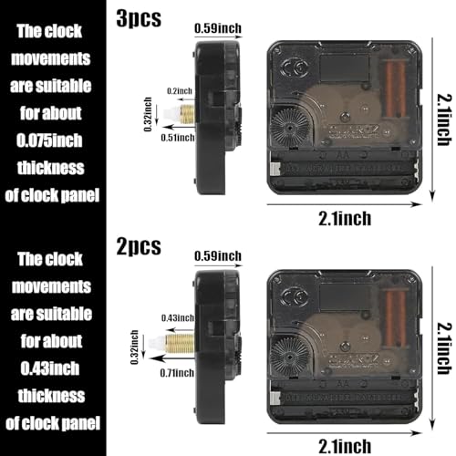 5 Pack Quartz Clock Movements with Hands for DIY Clock Repair and Craft Projects