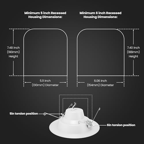 Feit Electric 6-Pack 5/6in LED Recessed Downlight Retrofit Kit, 75W Equivalent, Dimmable, Adjustable Color Temp